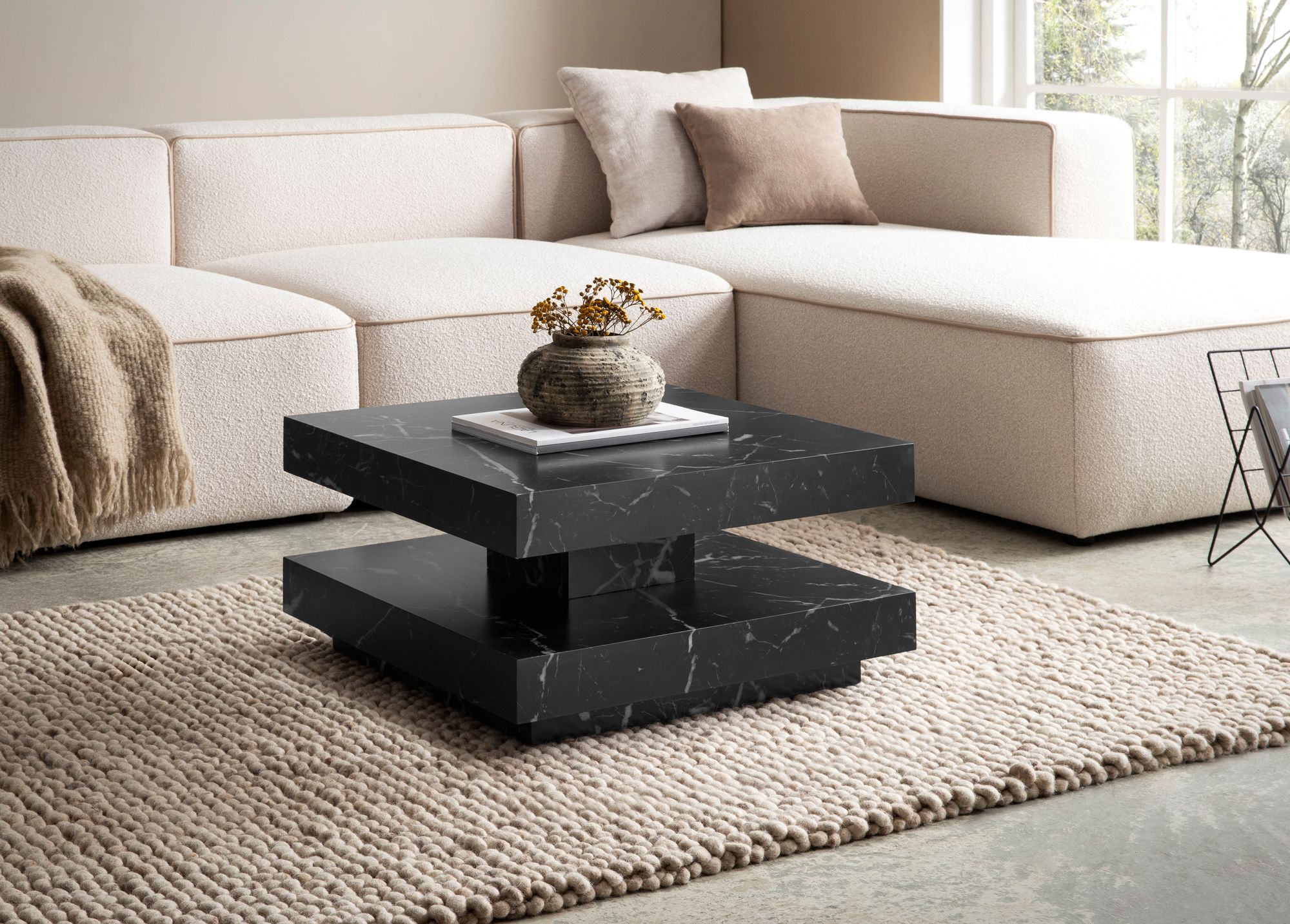 FineBuy Couchtisch 60x60x34 cm Sofatisch Modern, Design Wohnzimmertisch mit Stauraum Quadratisch, Loungetisch Klein, Kaffeetisch | Farbe: Beige FineBuy Couchtisch 60x60x34 cm Sofatisch Modern, Design Wohnzimmertisch mit Stauraum Quadratisch, Loungetisch Klein, Kaffeetisch | Farbe: Beige