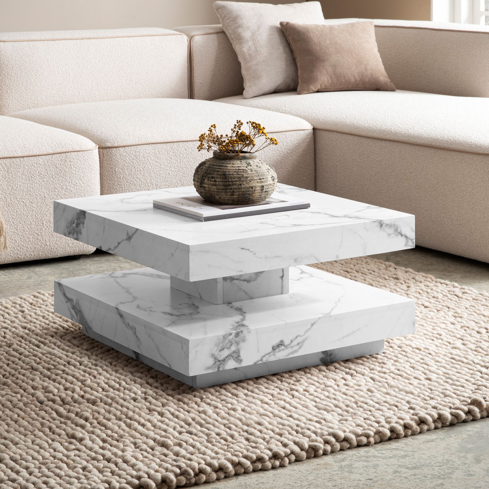 FineBuy Couchtisch 60x60x34 cm Sofatisch Modern, Design Wohnzimmertisch mit Stauraum Quadratisch, Loungetisch Klein, Kaffeetisch | Farbe: Beige FineBuy Couchtisch 60x60x34 cm Sofatisch Modern, Design Wohnzimmertisch mit Stauraum Quadratisch, Loungetisch Klein, Kaffeetisch | Farbe: Beige