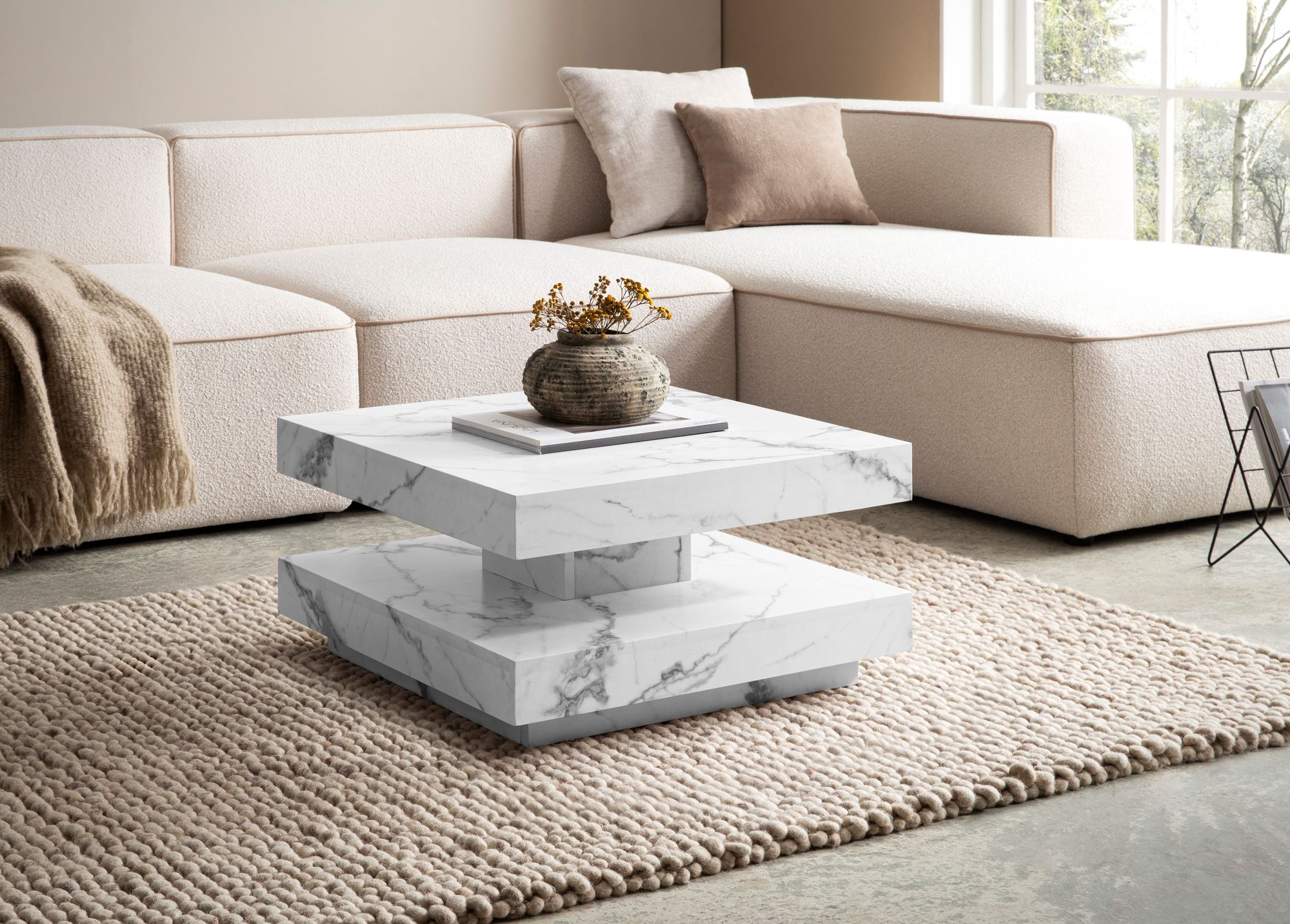 FineBuy Couchtisch 60x60x34 cm Sofatisch Modern, Design Wohnzimmertisch mit Stauraum Quadratisch, Loungetisch Klein, Kaffeetisch | Farbe: Beige FineBuy Couchtisch 60x60x34 cm Sofatisch Modern, Design Wohnzimmertisch mit Stauraum Quadratisch, Loungetisch Klein, Kaffeetisch | Farbe: Beige