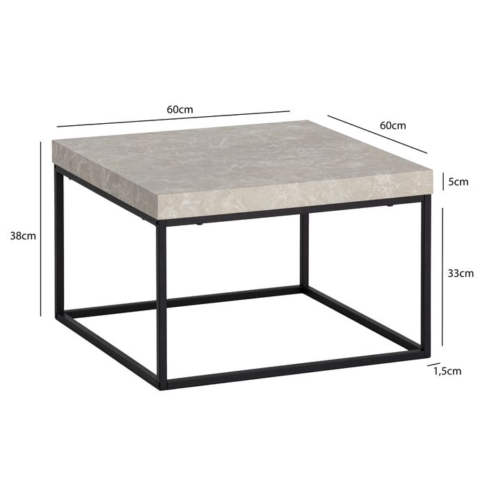 Couchtisch FineBuy Sofatisch 60 cm Wohnzimmertisch Klein Kaffeetisch Modern – Maßzeichnung