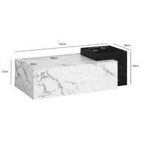 Couchtisch FineBuy Sofatisch Weiß 120 cm Marmor Optik Wohnzimmertisch Groß – Ansicht 3