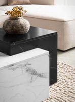 Couchtisch FineBuy Sofatisch Weiß 120 cm Marmor Optik Wohnzimmertisch Groß – Ansicht 4