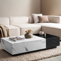 Couchtisch FineBuy Sofatisch Weiß 120 cm Marmoroptik Wohnzimmertisch Schublade – Ansicht 1