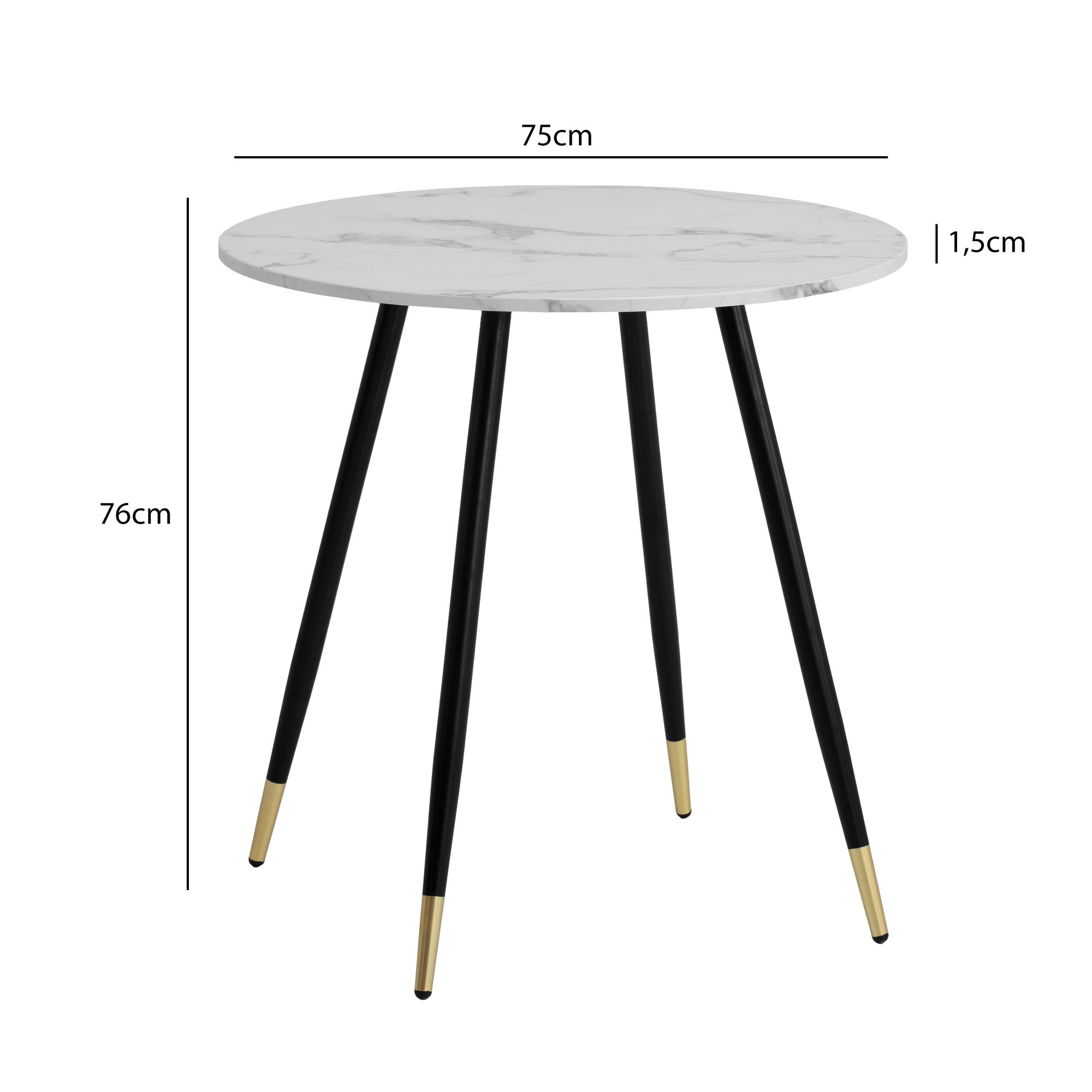 Esszimmertisch FineBuy Esstisch 75 cm Marmor Optik Küchentisch Rund Modern – Ansicht 3