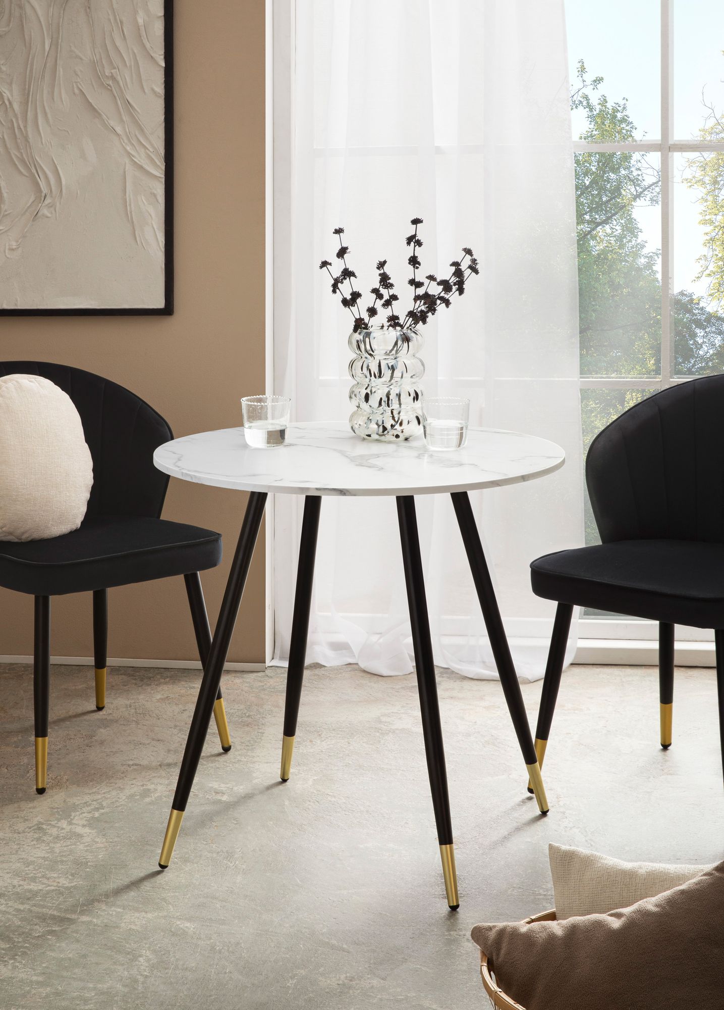 Esszimmertisch FineBuy Esstisch 75 cm Marmor Optik Küchentisch Rund Modern – Ansicht 2