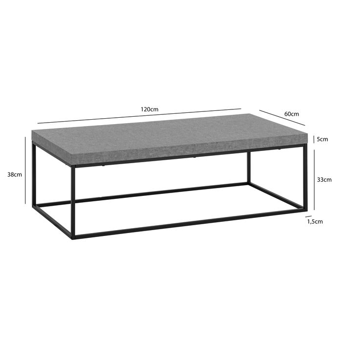 Couchtisch FineBuy Sofatisch 120 cm Wohnzimmertisch Groß Kaffeetisch Modern – Maßzeichnung
