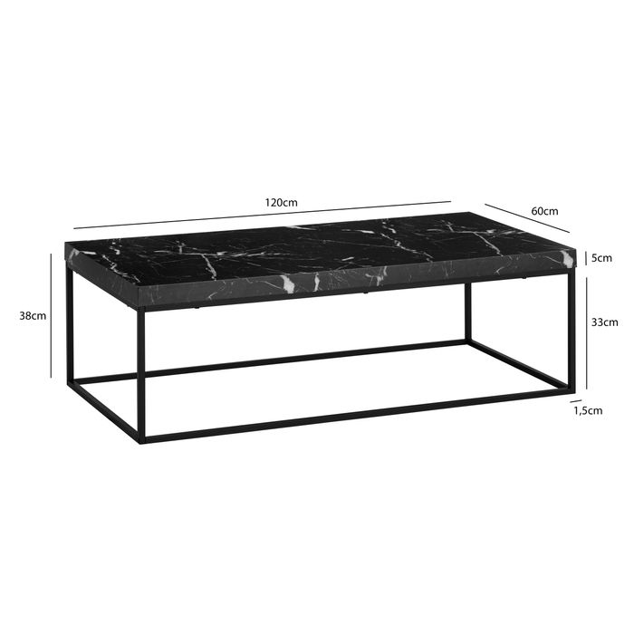 Couchtisch FineBuy Sofatisch 120 cm Wohnzimmertisch Groß Kaffeetisch Modern – Maßzeichnung
