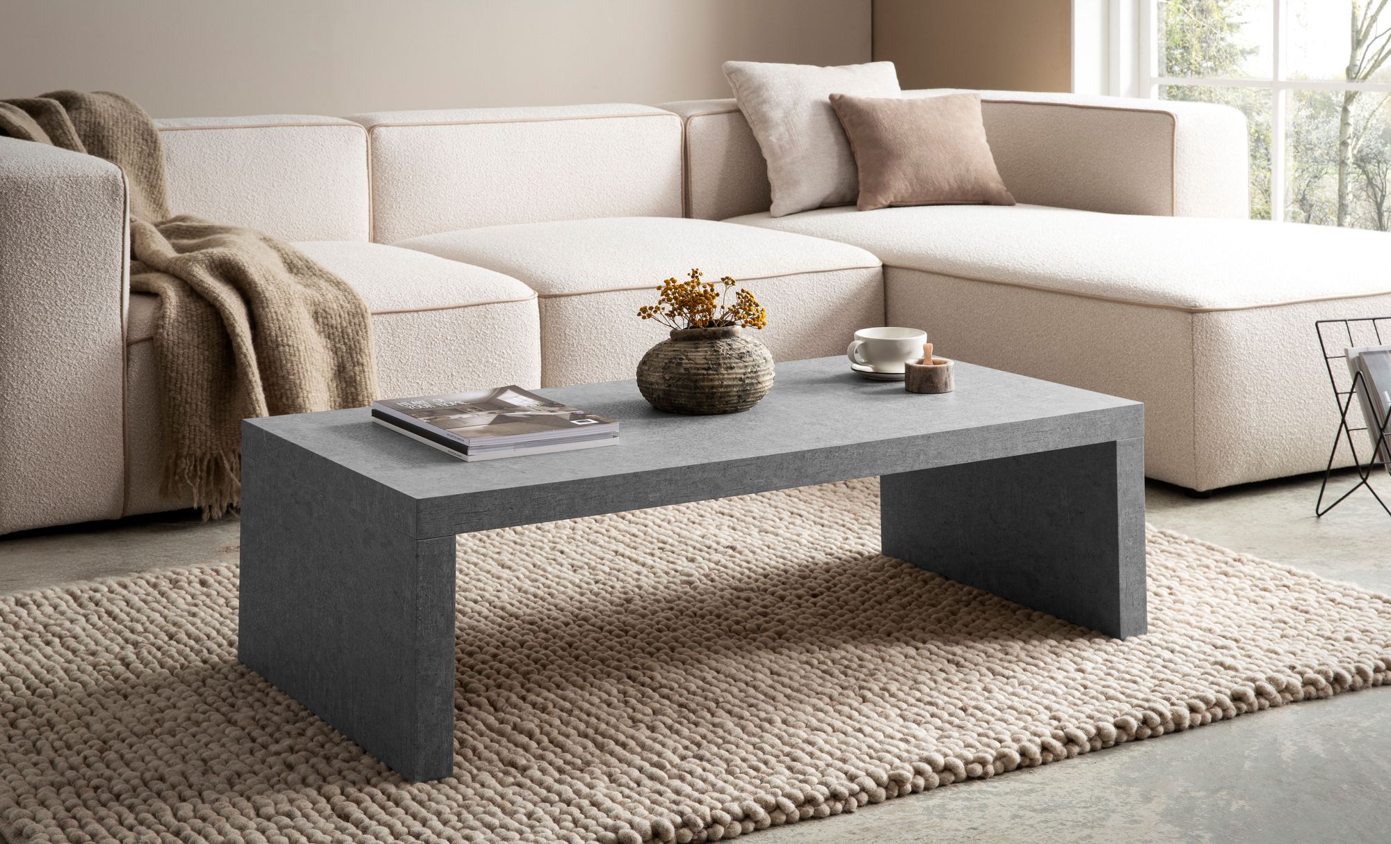 Couchtisch 110 cm Wohnzimmertisch Sofatisch Groß Kaffeetisch Rechteckig Zeitlos – Ansicht 2