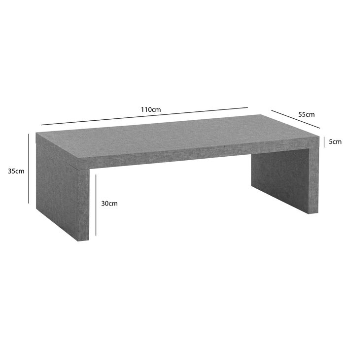 Couchtisch 110 cm Wohnzimmertisch Sofatisch Groß Kaffeetisch Rechteckig Zeitlos – Maßzeichnung