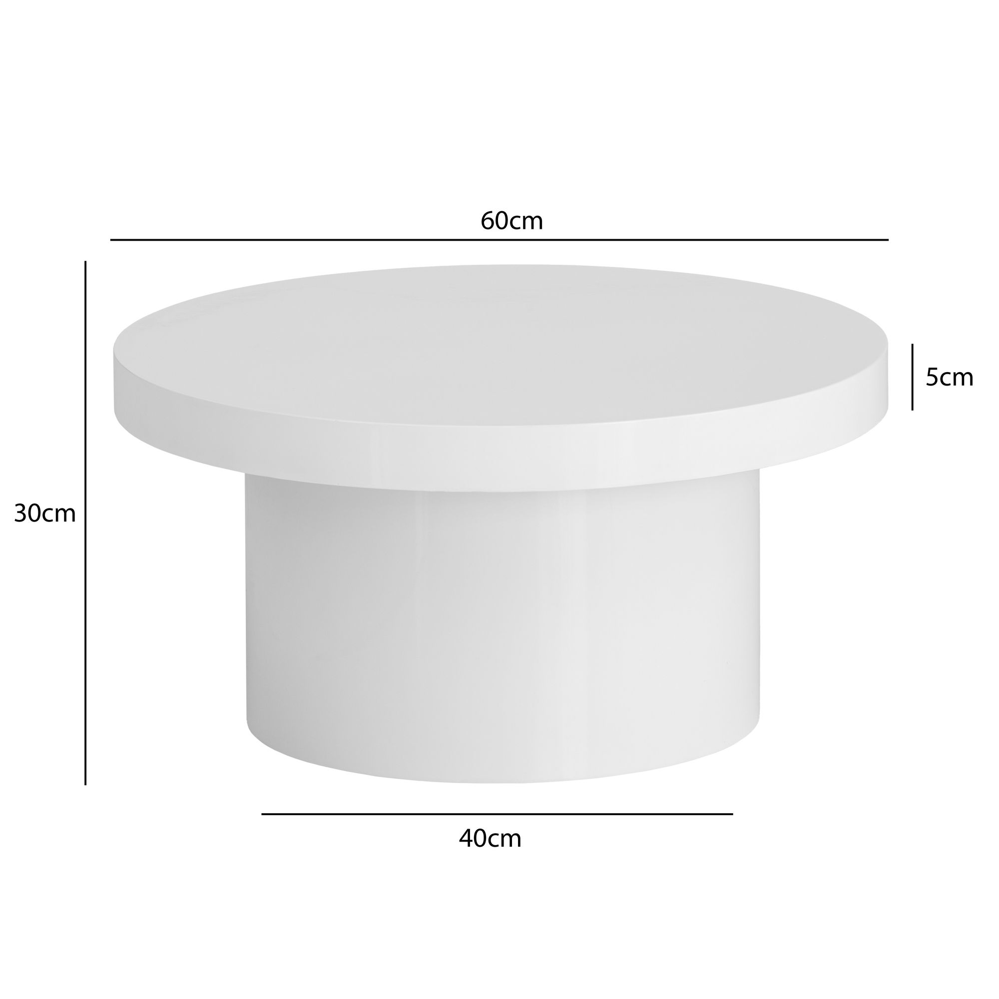 Couchtisch FineBuy Sofatisch Weiß Ø60cm Hochglanz Wohnzimmertisch Rund Klein – Ansicht 3
