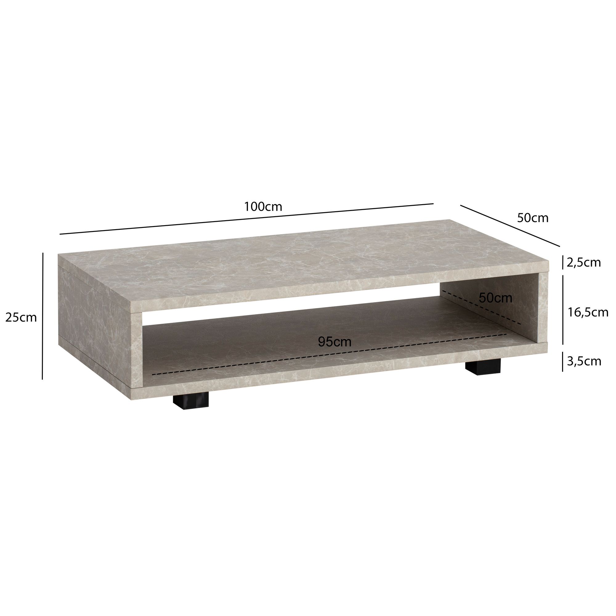 Couchtisch FineBuy 100 cm Wohnzimmertisch Sofatisch Stauraum Groß Kaffeetisch – Ansicht 3