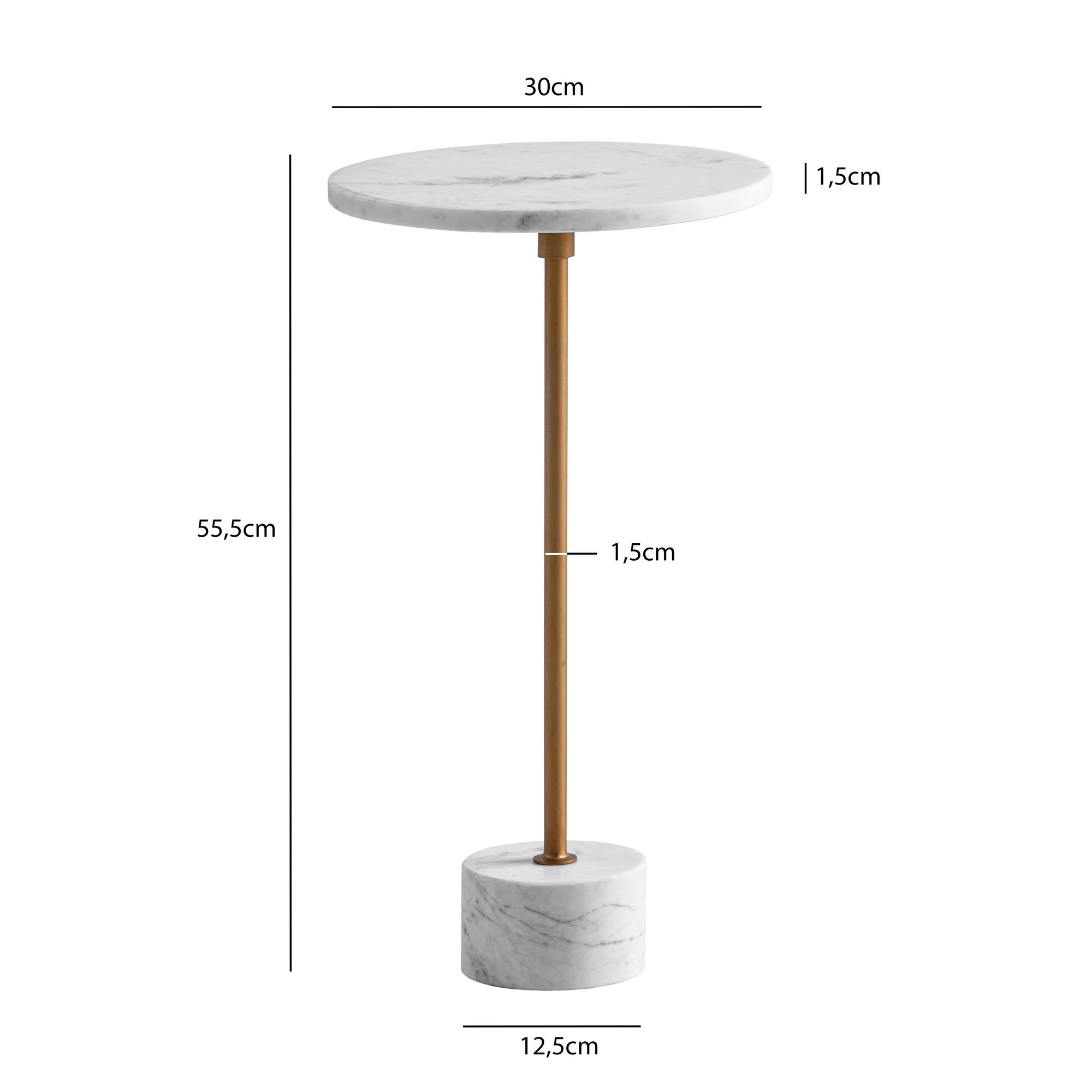 Beistelltisch FineBuy Anstelltisch Echter Marmor Ø 30 cm Wohnzimmertisch Rund – Ansicht 3