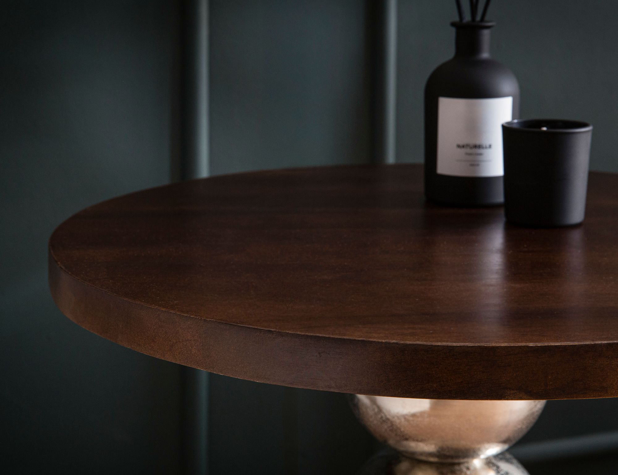 Beistelltisch FineBuy Anstelltisch Massivholz Metall Ø 50 cm Wohnzimmertisch – Ansicht 4