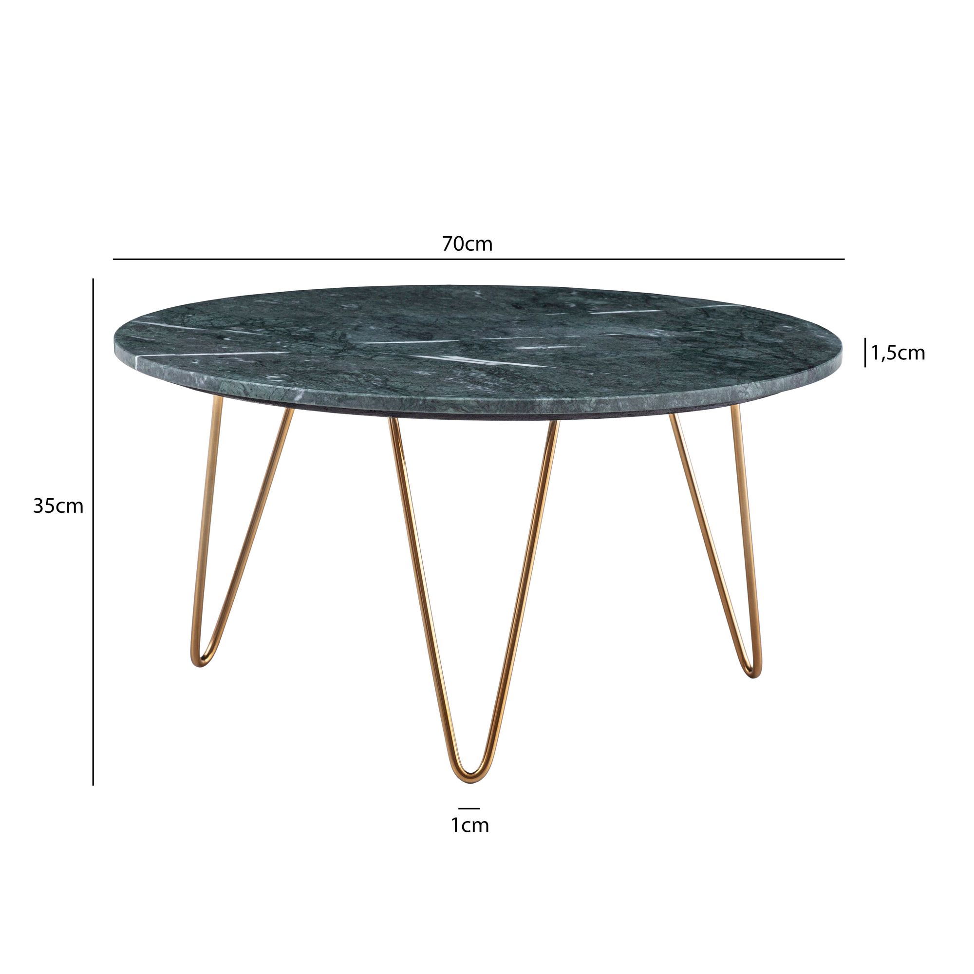 Couchtisch FineBuy Sofatisch Echter Marmor Ø 70 cm Tisch Wohnzimmertisch Rund – Ansicht 3