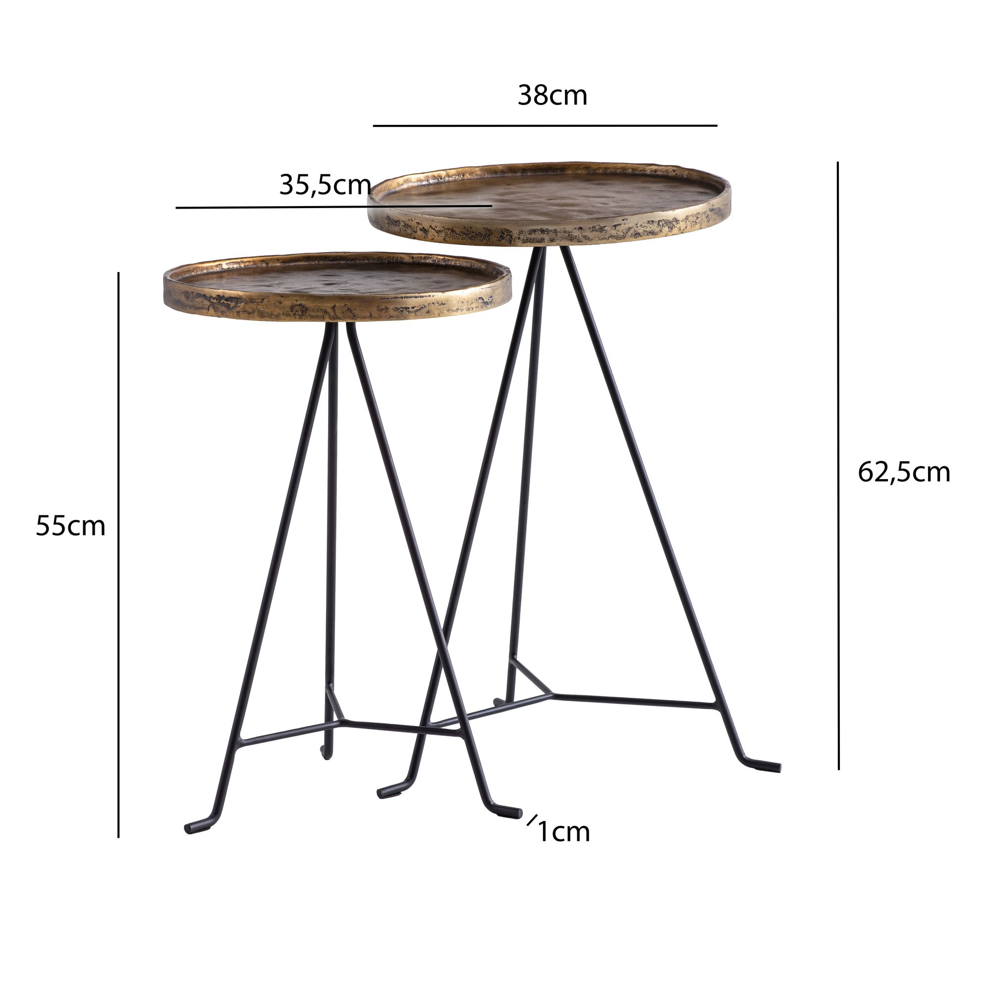Beistelltisch FineBuy Wohnzimmertisch 2er Set Metall Satztisch Tisch Rund Gold – Ansicht 3