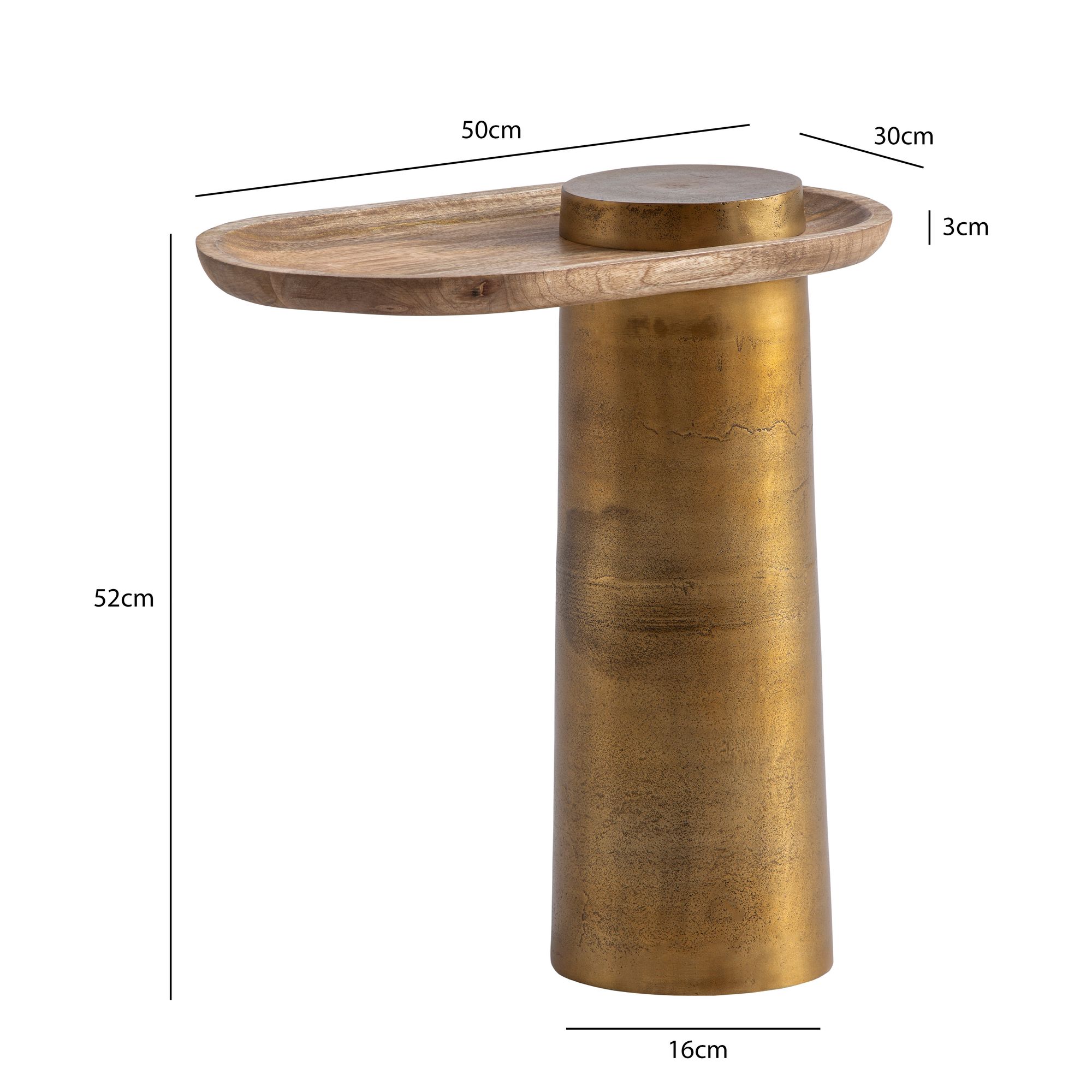 Beistelltisch FineBuy Anstelltisch Massivholz Metall 50x30 cm Wohnzimmertisch – Ansicht 3