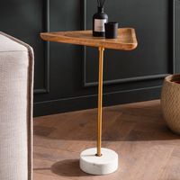 Beistelltisch FineBuy Anstelltisch Massivholz Marmor 45x40 cm Wohnzimmertisch – Ansicht 1