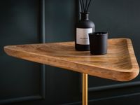 Beistelltisch FineBuy Anstelltisch Massivholz Marmor 45x40 cm Wohnzimmertisch – Ansicht 4
