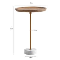 Beistelltisch FineBuy Anstelltisch Massivholz Marmor Ø 40 cm Wohnzimmertisch – Ansicht 3