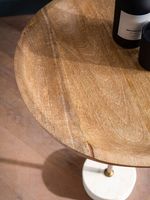 Beistelltisch FineBuy Anstelltisch Massivholz Marmor Ø 40 cm Wohnzimmertisch – Ansicht 4