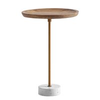 Beistelltisch FineBuy Anstelltisch Massivholz Marmor Ø 40 cm Wohnzimmertisch – Ansicht 6