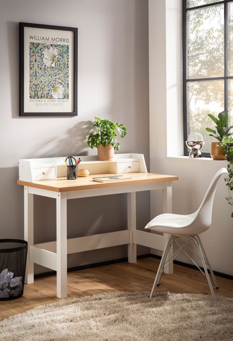 FineBuy Schreibtisch 106x53x90 cm Weiß Bürotisch mit Schublade, Homeoffice Computertisch Platzsparend mit Stauraum, Büro Laptoptisch Arbeitszimmer