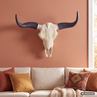 Deko Geweih FineBuy Büffel Schädel Aluminium Hörner 55,5 cm Wanddekoration – Ansicht 1