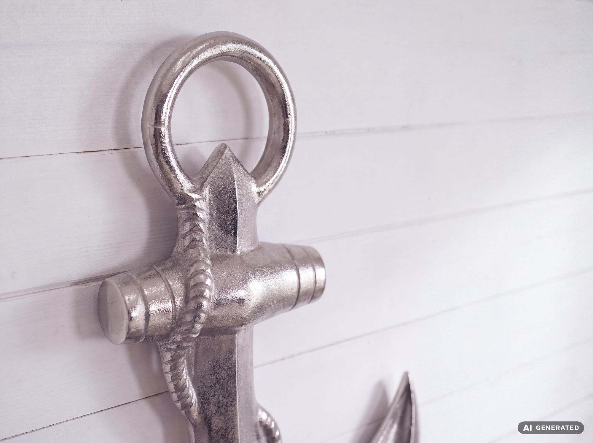 Deko Anker FineBuy Wanddeko 70 cm Silber XXL Maritim Aluminium Modern Wohndeko – Ansicht 8