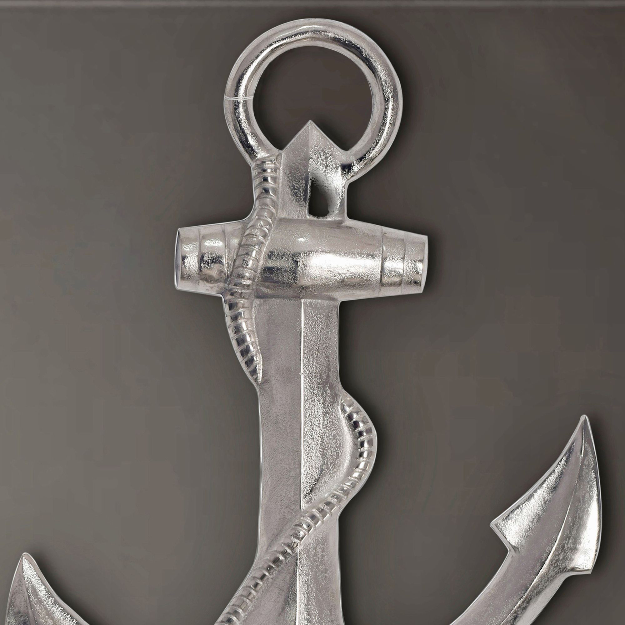 Deko Anker FineBuy Wanddeko 70 cm Silber XXL Maritim Aluminium Modern Wohndeko – Ansicht 5
