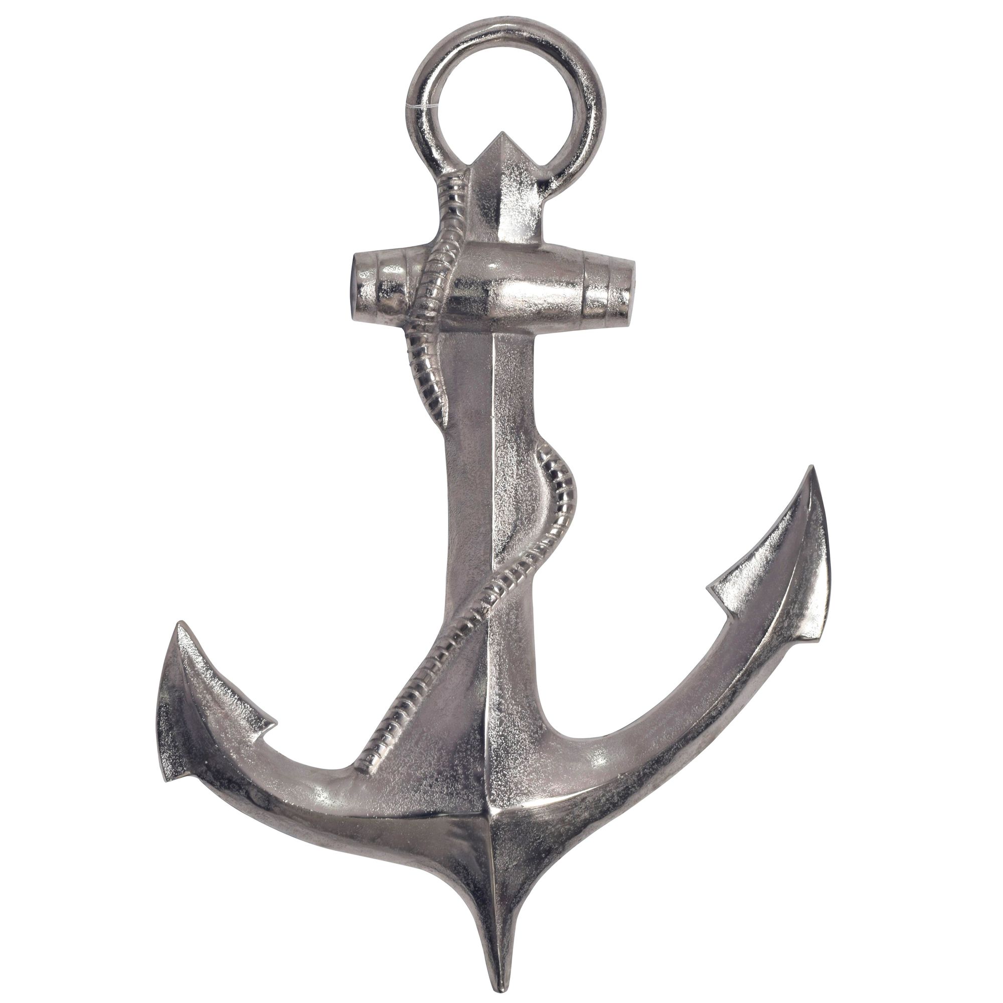 Deko Anker FineBuy Wanddeko 70 cm Silber XXL Maritim Aluminium Modern Wohndeko – Ansicht 6