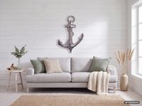 Deko Anker FineBuy Wanddeko 70 cm Silber XXL Maritim Aluminium Modern Wohndeko – Ansicht 2