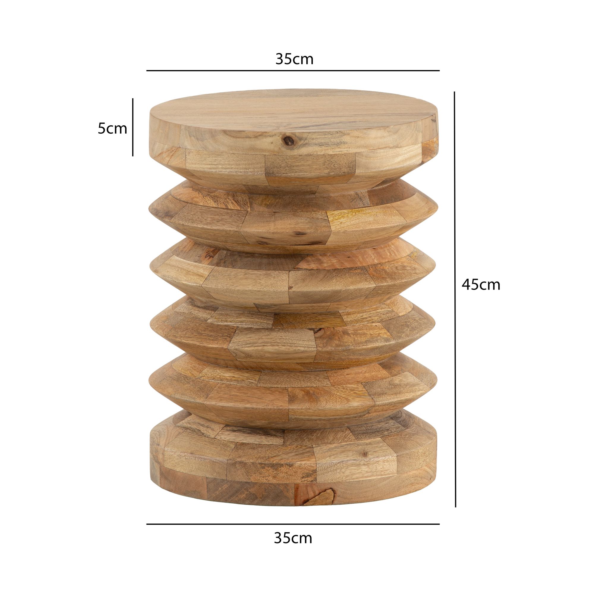 Beistelltisch Ø 35 cm Sitzhocker Massivholz Baumstumpf Couchtisch Blumen-Tisch – Ansicht 3