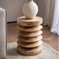 Beistelltisch Ø 35 cm Sitzhocker Massivholz Baumstumpf Couchtisch Blumen-Tisch – Ansicht 1