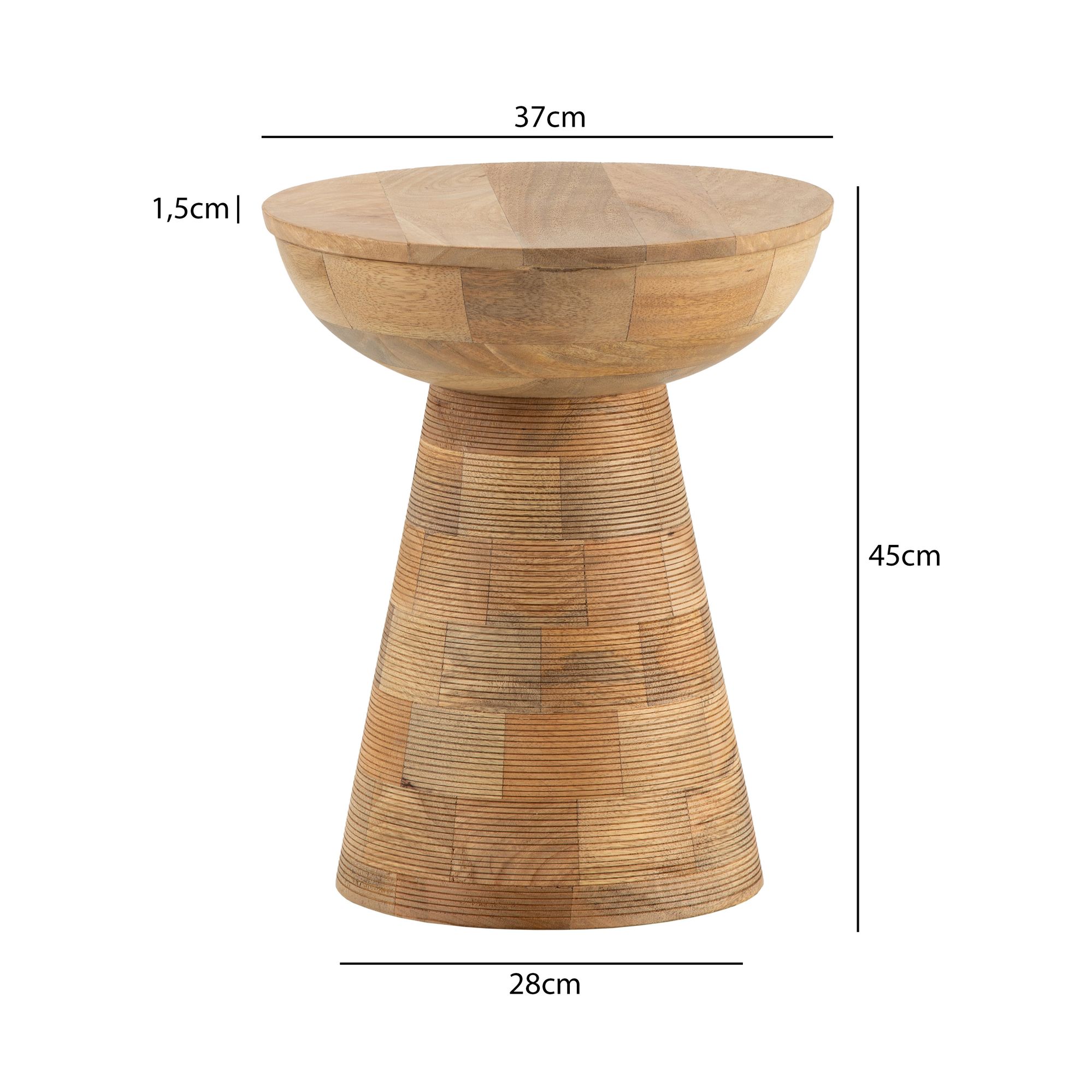 Beistelltisch Massivholz Ø37cm Rund Wohnzimmertisch Klein Couchtisch Dekotisch – Ansicht 3