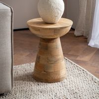 Beistelltisch Massivholz Ø37cm Rund Wohnzimmertisch Klein Couchtisch Dekotisch – Ansicht 1