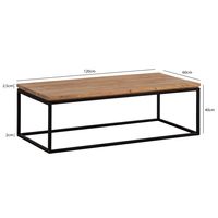 Couchtisch Akazie Massivholz 120cm Wohnzimmertisch rechteckig Industrial Design – Ansicht 3
