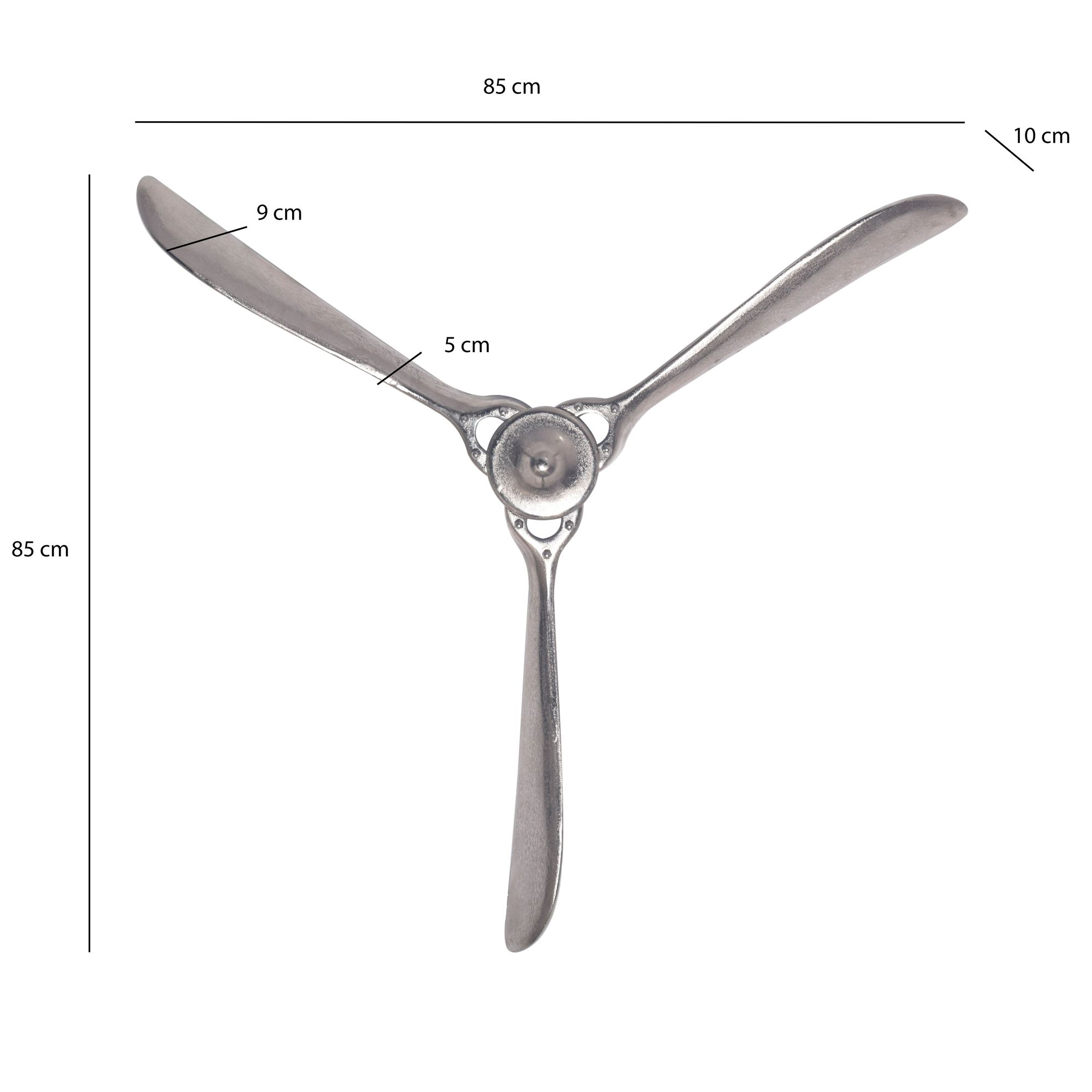Deko Propeller FineBuy 85 cm Wanddeko Aluminium Flugzeug Wandpropeller Wohndeko – Ansicht 3