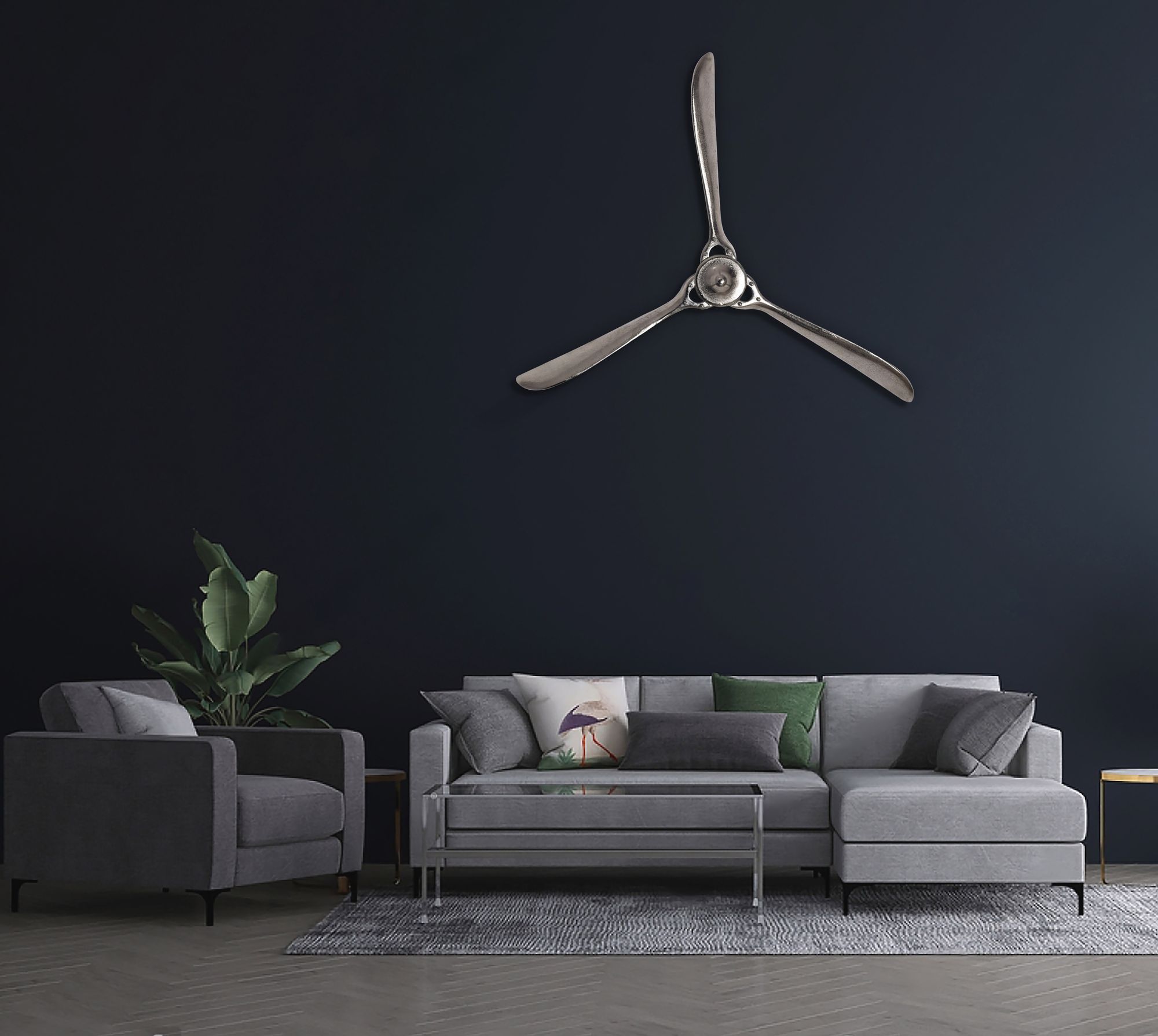 Deko Propeller FineBuy 85 cm Wanddeko Aluminium Flugzeug Wandpropeller Wohndeko – Ansicht 2