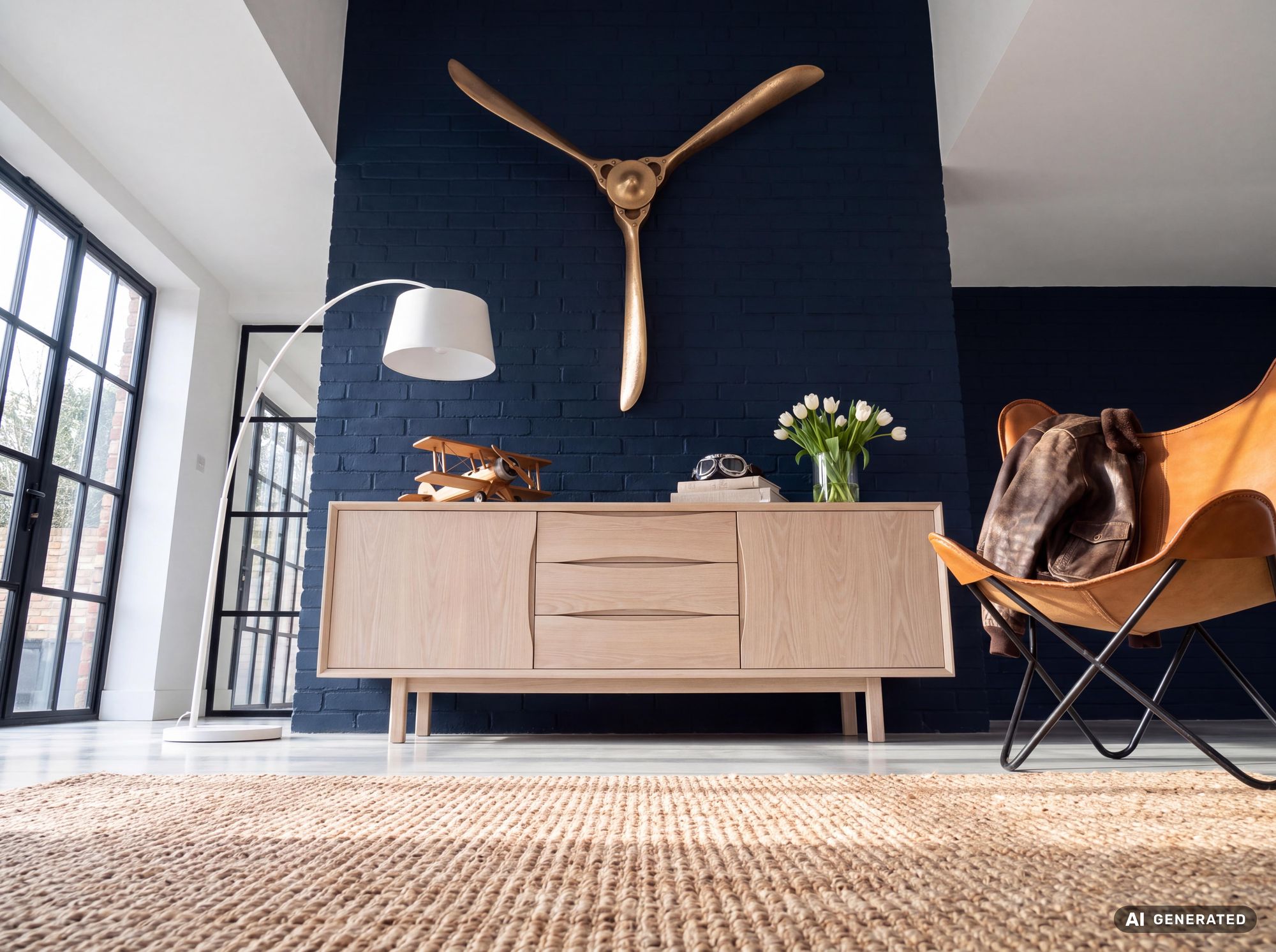 FineBuy Deko Propeller 85x85 cm Metall Flugzeug Wandpropeller, Wohndeko Große Aluminium-Figur, Wanddekoration Dekoration für Zuhause, XXL Wandschmuck, Wanddeko Modern
