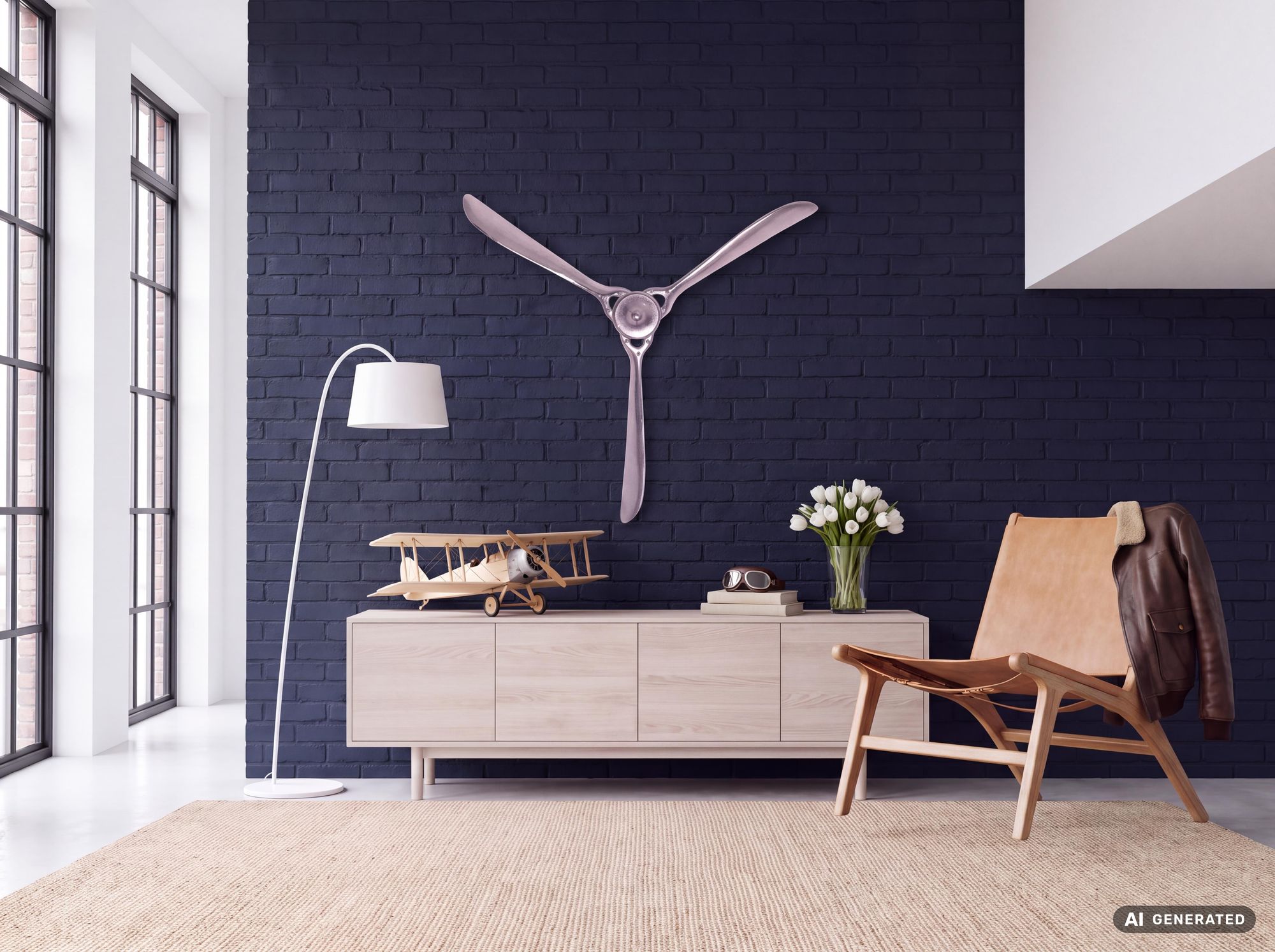 Deko Propeller FineBuy 85 cm Wanddeko Aluminium Flugzeug Wandpropeller Wohndeko – Ansicht 2