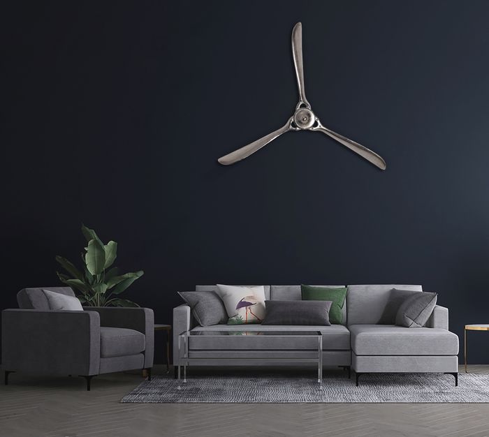 FineBuy Deko Propeller 85x85 cm Metall Flugzeug Wandpropeller, Wohndeko Große Aluminium-Figur, Wanddekoration Dekoration für Zuhause, XXL Wandschmuck, Wanddeko Modern