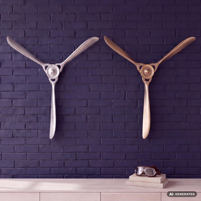 FineBuy Deko Propeller 85x85 cm Metall Flugzeug Wandpropeller, Wohndeko Große Aluminium-Figur, Wanddekoration Dekoration für Zuhause, XXL Wandschmuck, Wanddeko Modern