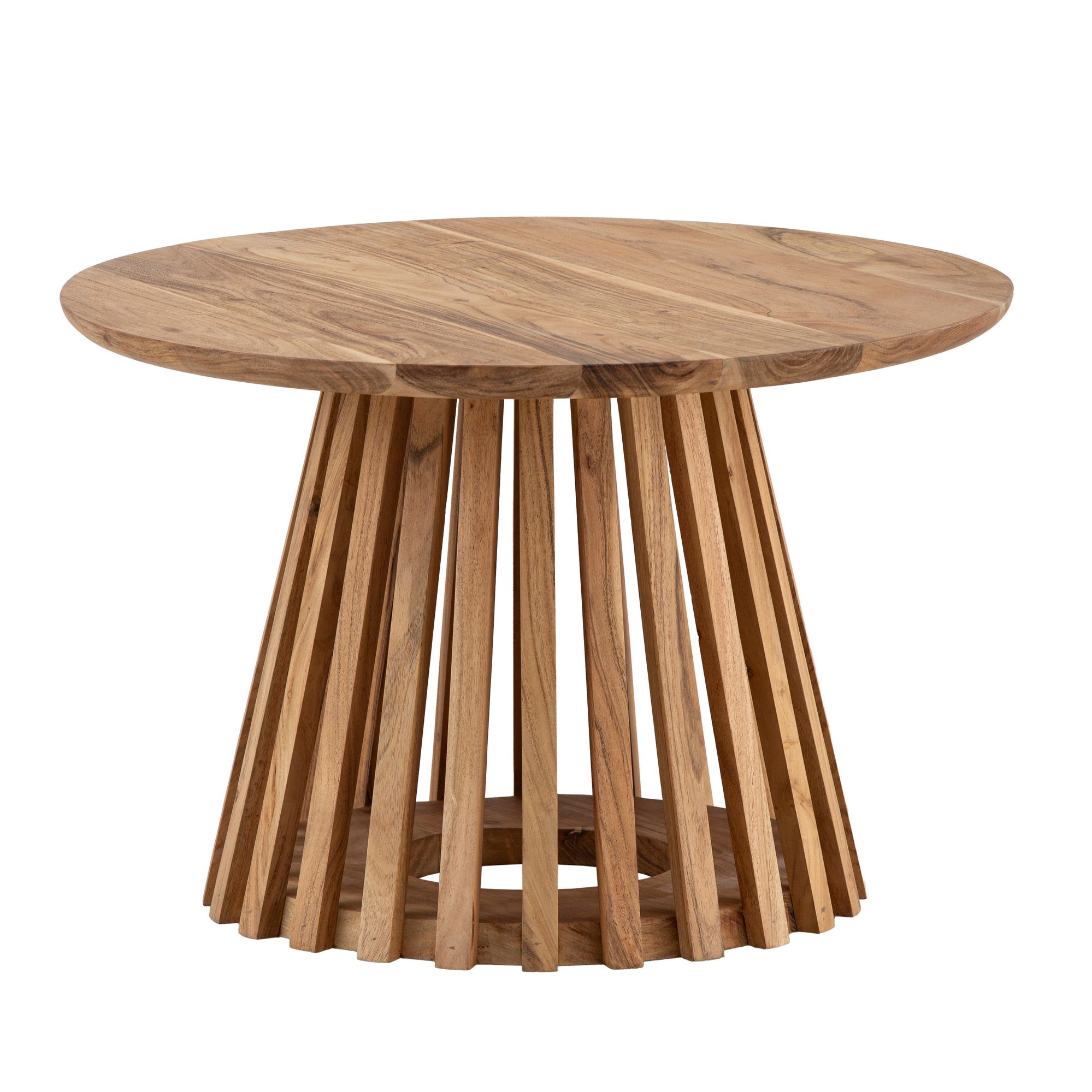 FineBuy Couchtisch Akazie Massivholz rund 60 cm Wohnzimmertisch Lamellenfuß – Ansicht 6