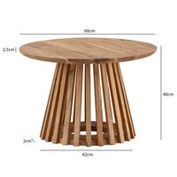 FineBuy Couchtisch Akazie Massivholz rund 60 cm Wohnzimmertisch Lamellenfuß – Ansicht 3