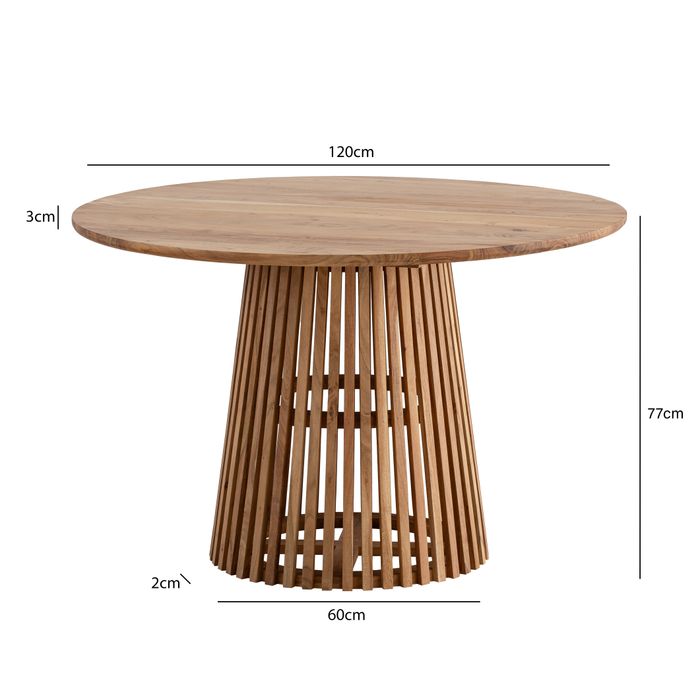 Esstisch rund Ø 120 Massivholz Natur Esszimmertisch Design Küchentisch massiv – Maßzeichnung