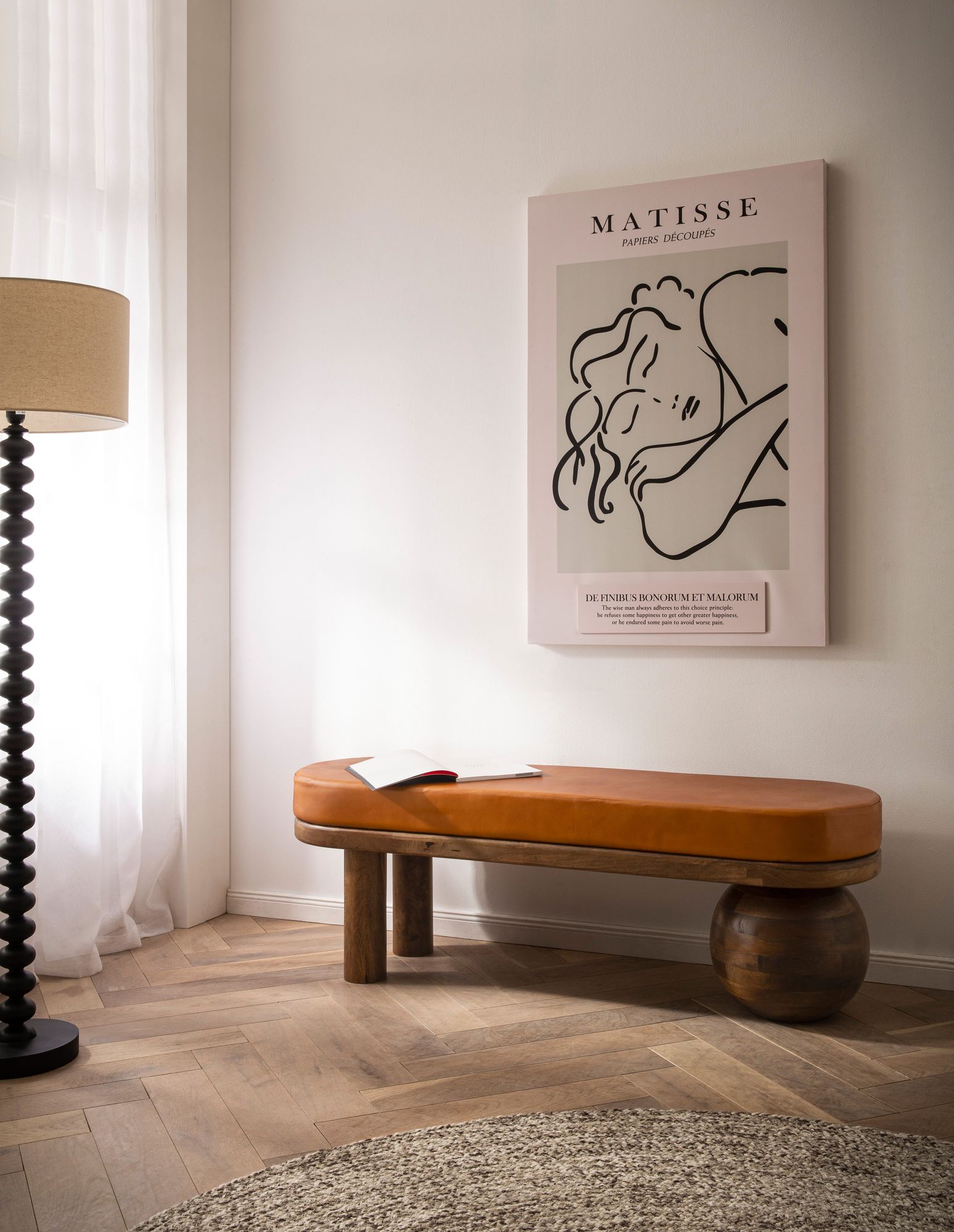 Sitzbank FineBuy Flurbank Echtleder Holz Massiv 140 cm Polsterbank Bank Braun – Ansicht 2