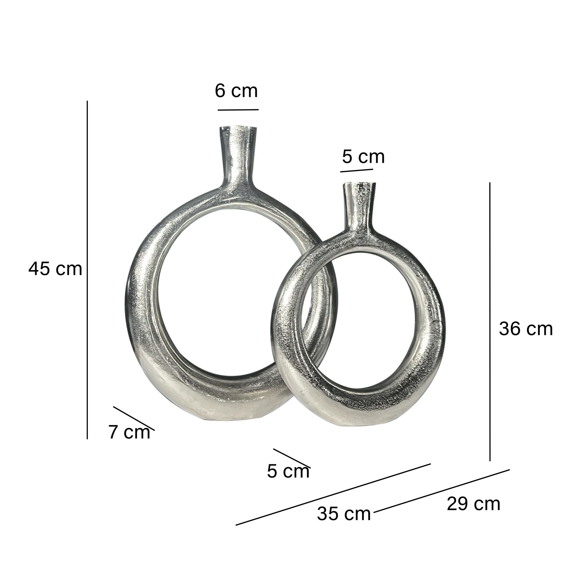 Vase 2er Set FineBuy Blumenvase Aluminium Donut Tischvase Modern Rund Wohndeko – Ansicht 3