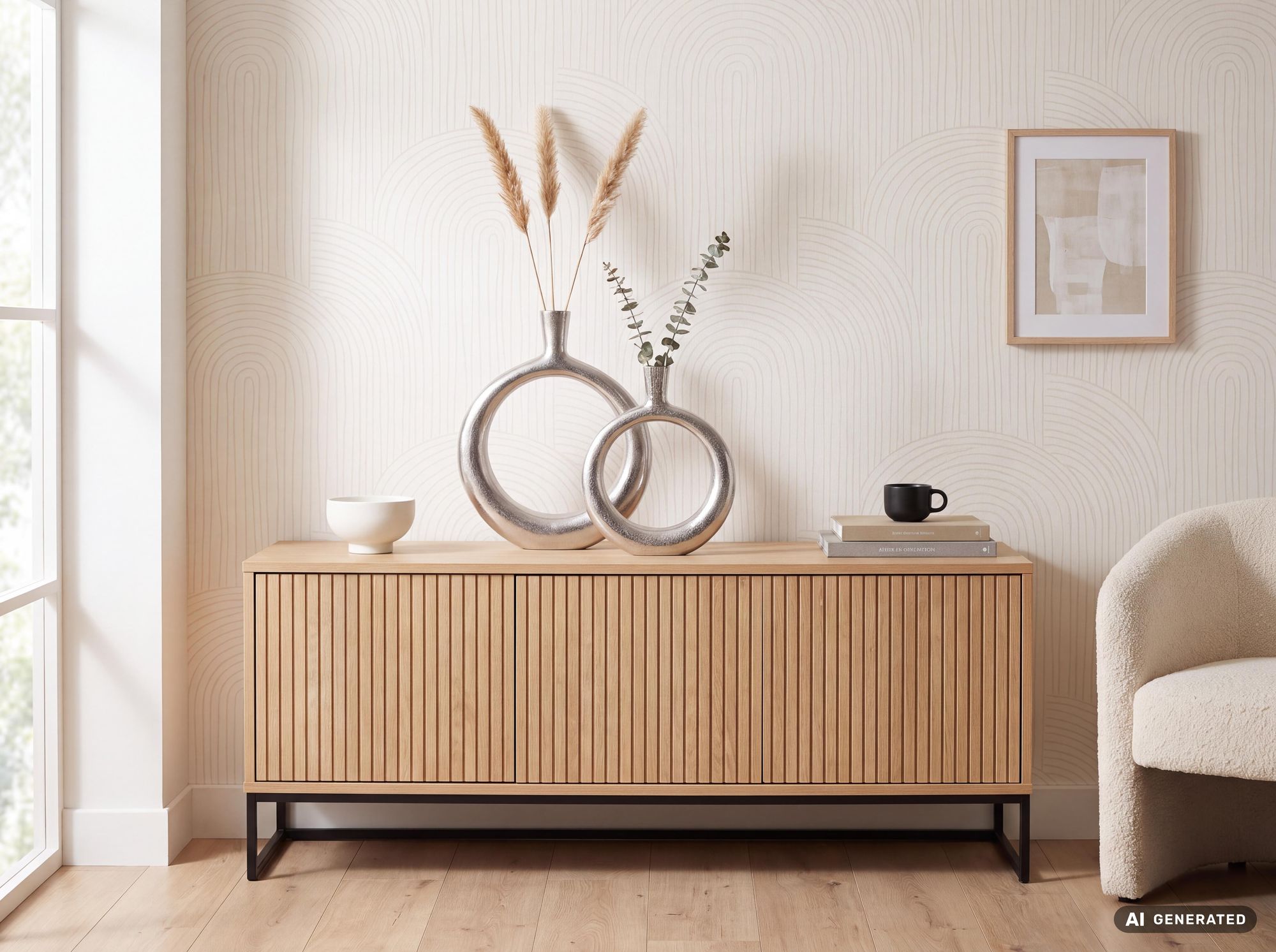 Deko Vase 2er Set Aluminium in Donut-Form — skulpturaler Blickfang auf dem Sideboard