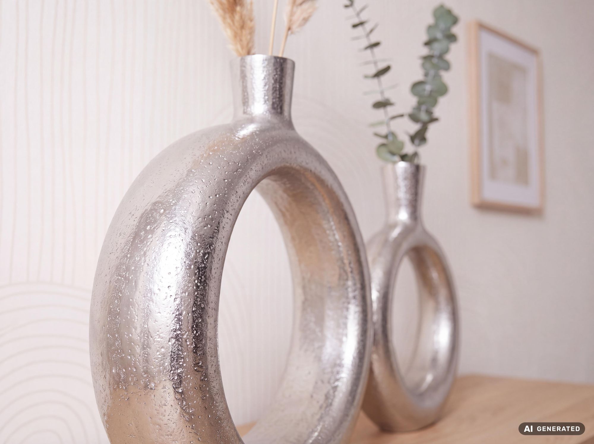 Vase 2er Set FineBuy Blumenvase Aluminium Donut Tischvase Modern Rund Wohndeko – Ansicht 5