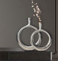 Vase 2er Set FineBuy Blumenvase Aluminium Donut Tischvase Modern Rund Wohndeko – Ansicht 2